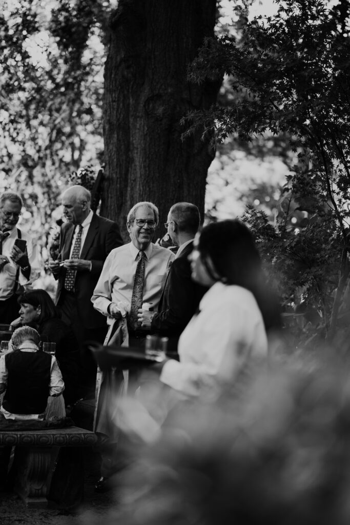 Intimate garden reception at McGill Rose Garden Charlotte NC photographed by Bekah Cabrejos Photography