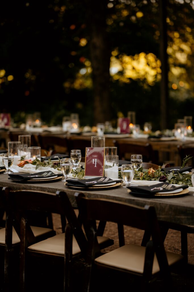 Intimate garden reception at McGill Rose Garden Charlotte NC photographed by Bekah Cabrejos Photography