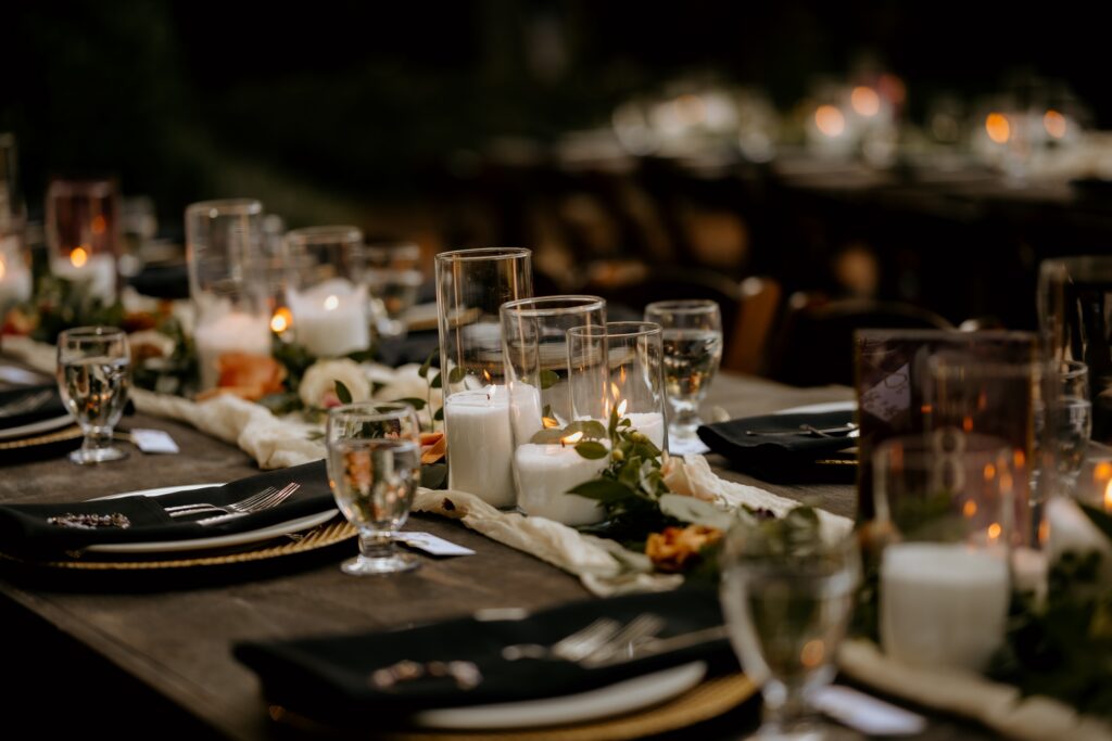 Intimate garden reception at McGill Rose Garden Charlotte NC photographed by Bekah Cabrejos Photography