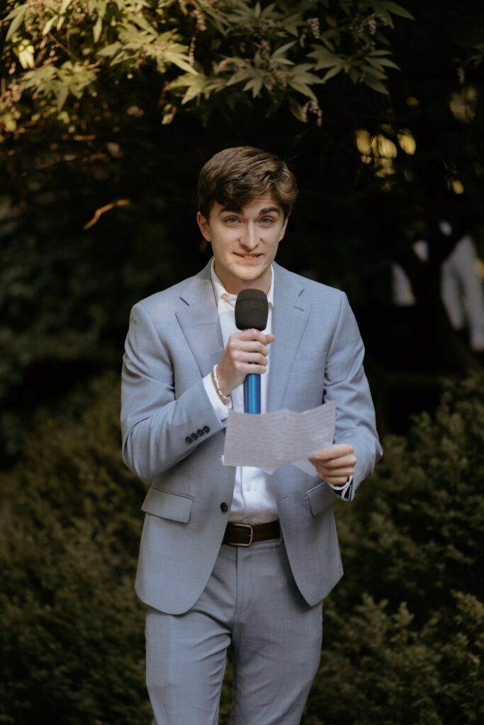 Intimate garden reception at McGill Rose Garden Charlotte NC photographed by Bekah Cabrejos Photography