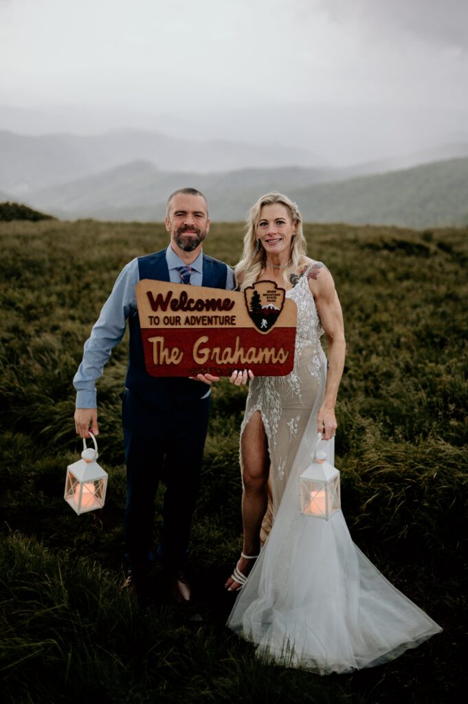 [Bride] and [Groom] hiking Roan Mountain rhododendron bloom elopement — Bekah Cabrejos Photography